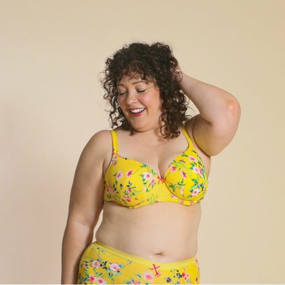 Lane Bryant Cacique Yellow Floral Bra 38G